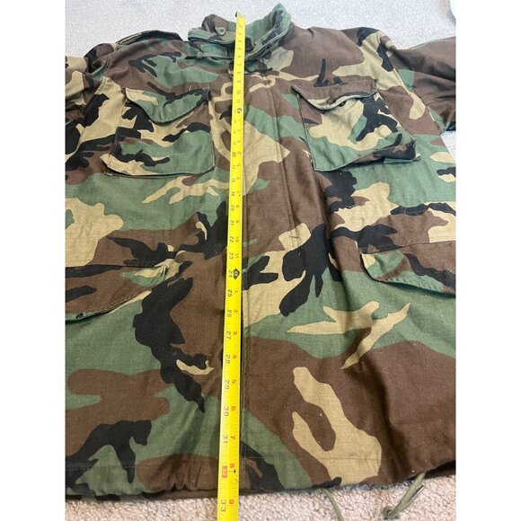 Vtg Military Field Woodland Camo Jacket Pockets Mens L Rugged Cold Weather Army - Picture 4 of 6